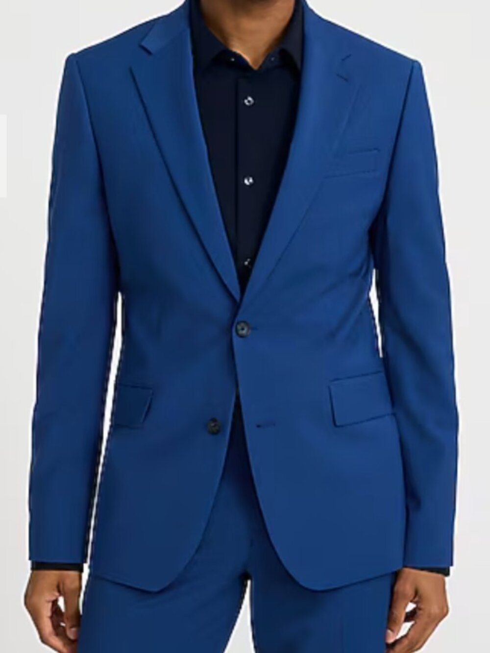 Express Slim Cut Blue Washable Modern Tech Suit Jacket Sea Water Blue Sz 44L